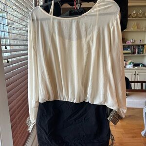 A. Byer Cream Long Sleeve Mini Dress